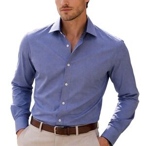 English‎ Laundry Blue Patterned Button-Down Dadcore Long Sleeve Modern Fit Shirt
